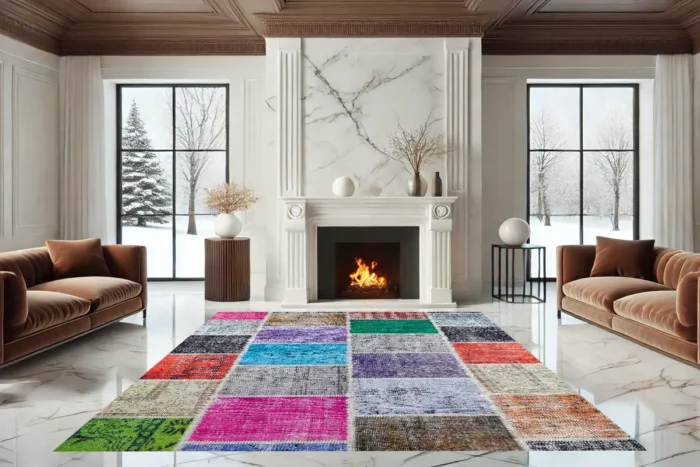 Patchwork Mozaik Yıkanabilir Halı - Görsel 4