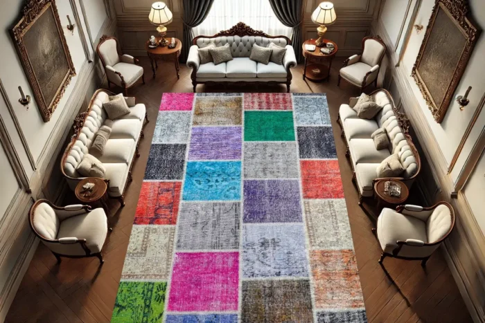 Patchwork Mozaik Yıkanabilir Halı - Görsel 2