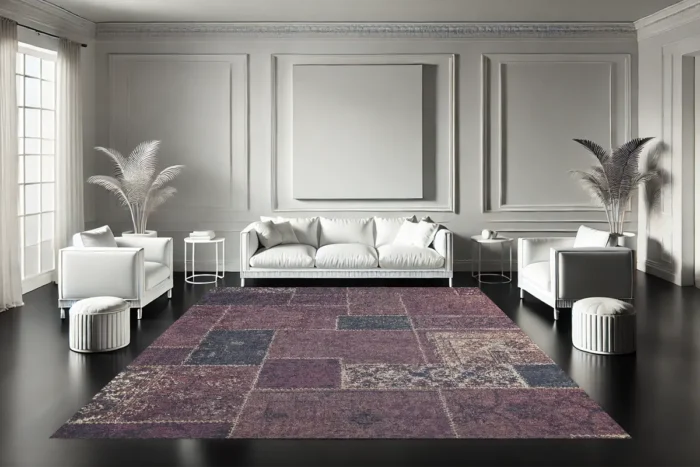 Crimson Patchwork Yıkanabilir Halı - Görsel 4