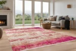 Canlı Rustik Pembe Yıkanabilir Halı - Görsel 4