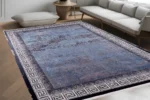 Mavi Klasik Kenarlı Yıkanabilir Halı - Görsel 3