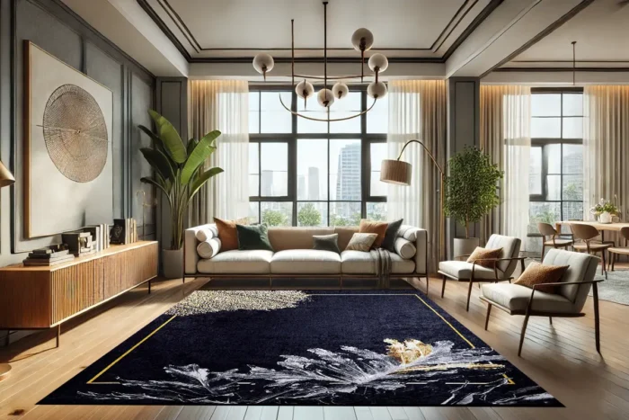 Golden Flora Noir Yıkanabilir Halı - Görsel 2