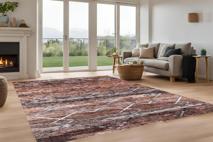 Rustik Trellis Yıkanabilir Halı - Görsel 4