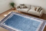 Yunan Anahtar Sınır Mavi Yıkanabilir Halı - Görsel 2