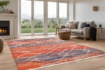 Canlı Geometrik Çizgili Yıkanabilir Halı - Görsel 4