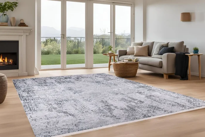 Vintage Elegance Gri Yıkanabilir Halı - Görsel 4