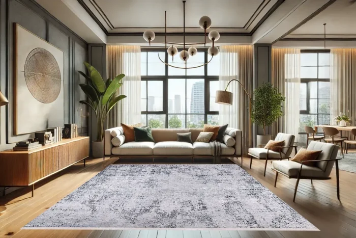 Vintage Elegance Gri Yıkanabilir Halı - Görsel 2