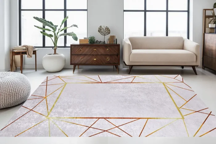 Golden Geometry Yıkanabilir Halı - Görsel 4