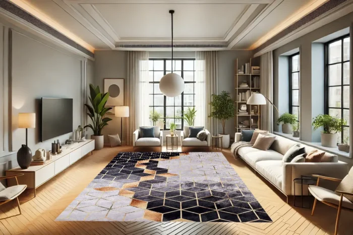 Modern Geometrik Lüks Yıkanabilir Halı - Görsel 3