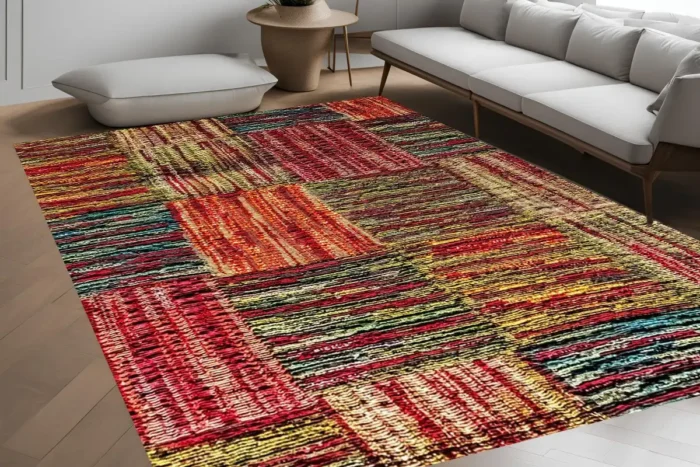 Gökkuşağı Patchwork Yıkanabilir Halı - Görsel 3