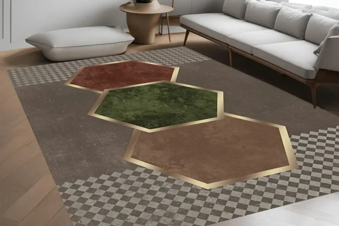 Hexagonal Harmony Yıkanabilir Halı - Görsel 3