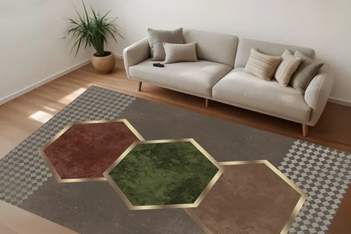 Hexagonal Harmony Yıkanabilir Halı - Görsel 2