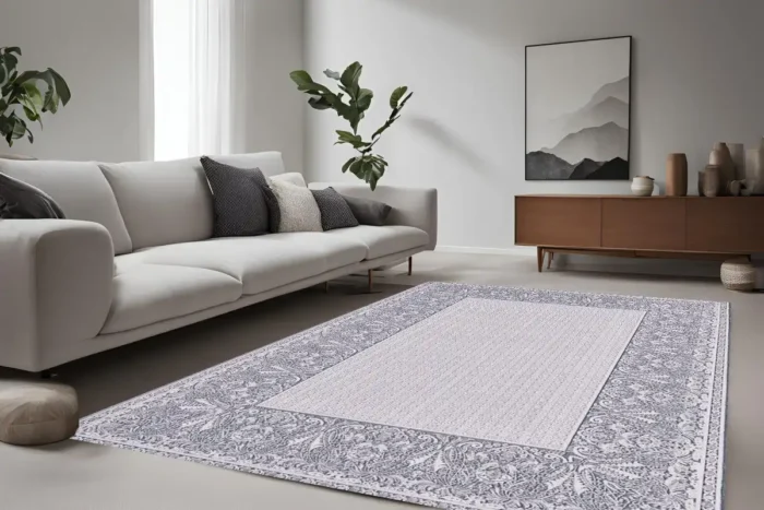 Silver Grace Süslü Yıkanabilir Halı - Görsel 4
