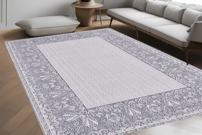 Silver Grace Süslü Yıkanabilir Halı - Görsel 3