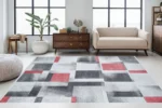 Crimson Blocks Yıkanabilir Halı - Görsel 4
