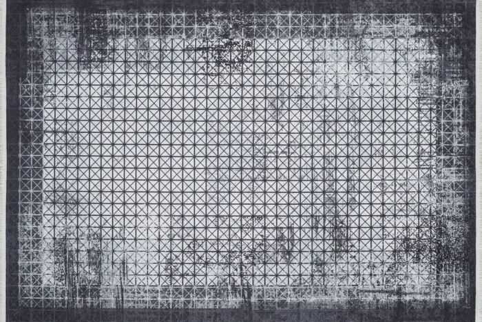 Grid Noir 1 Yıkanabilir Halı - Görsel 1