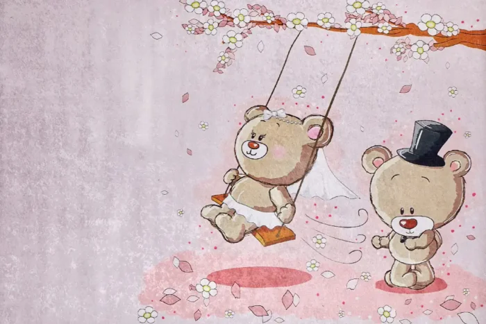 Blossom Bear Romance Çocuk Halısı - Görsel 1
