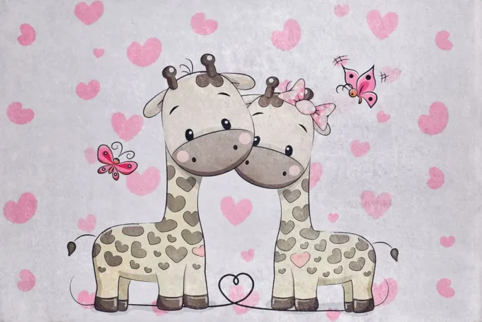 Giraffe Love Çocuk Halısı - Görsel 1