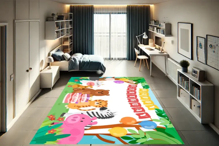 Jungle Doğum Günü Partisi Çocuk Halısı - Görsel 2