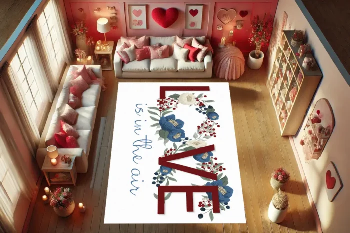 Floral Love Hava ile Yıkanabilir Halı - Görsel 2
