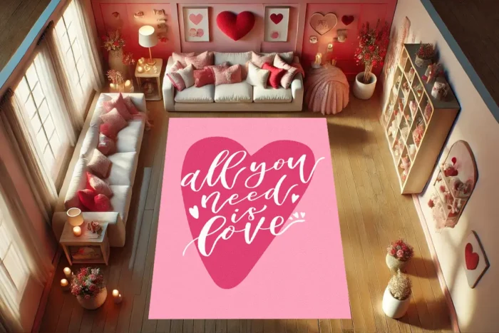 All You Need is Love Yıkanabilir Halı - Görsel 3
