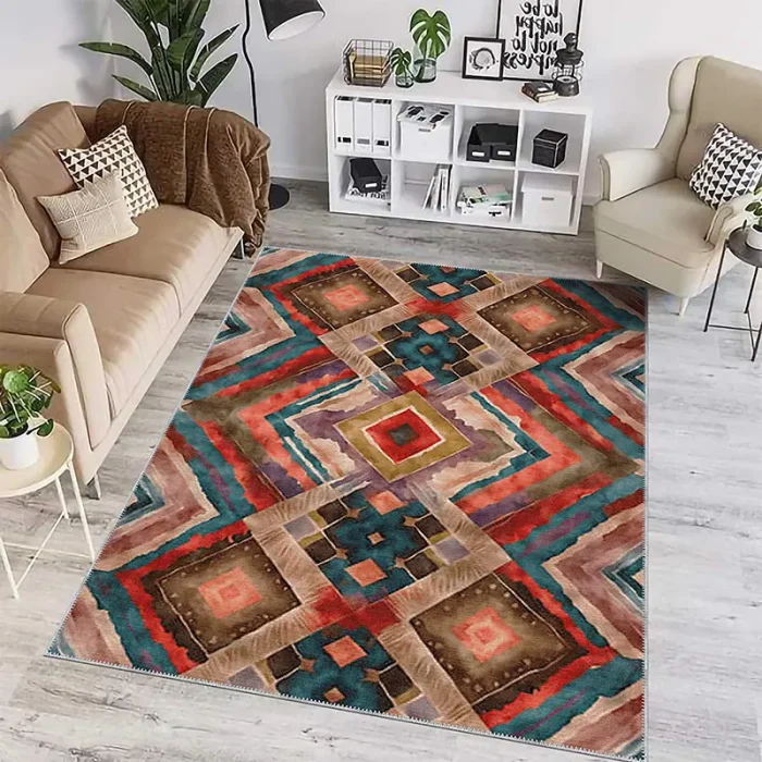 Bozkırın Geometrisi Yıkanabilir Halı - Görsel 1